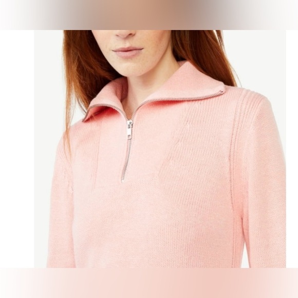 Free Assembly|Bubblegum pink sweater knit midi dress,half zip•Cotton,wool blend• - Picture 3 of 13